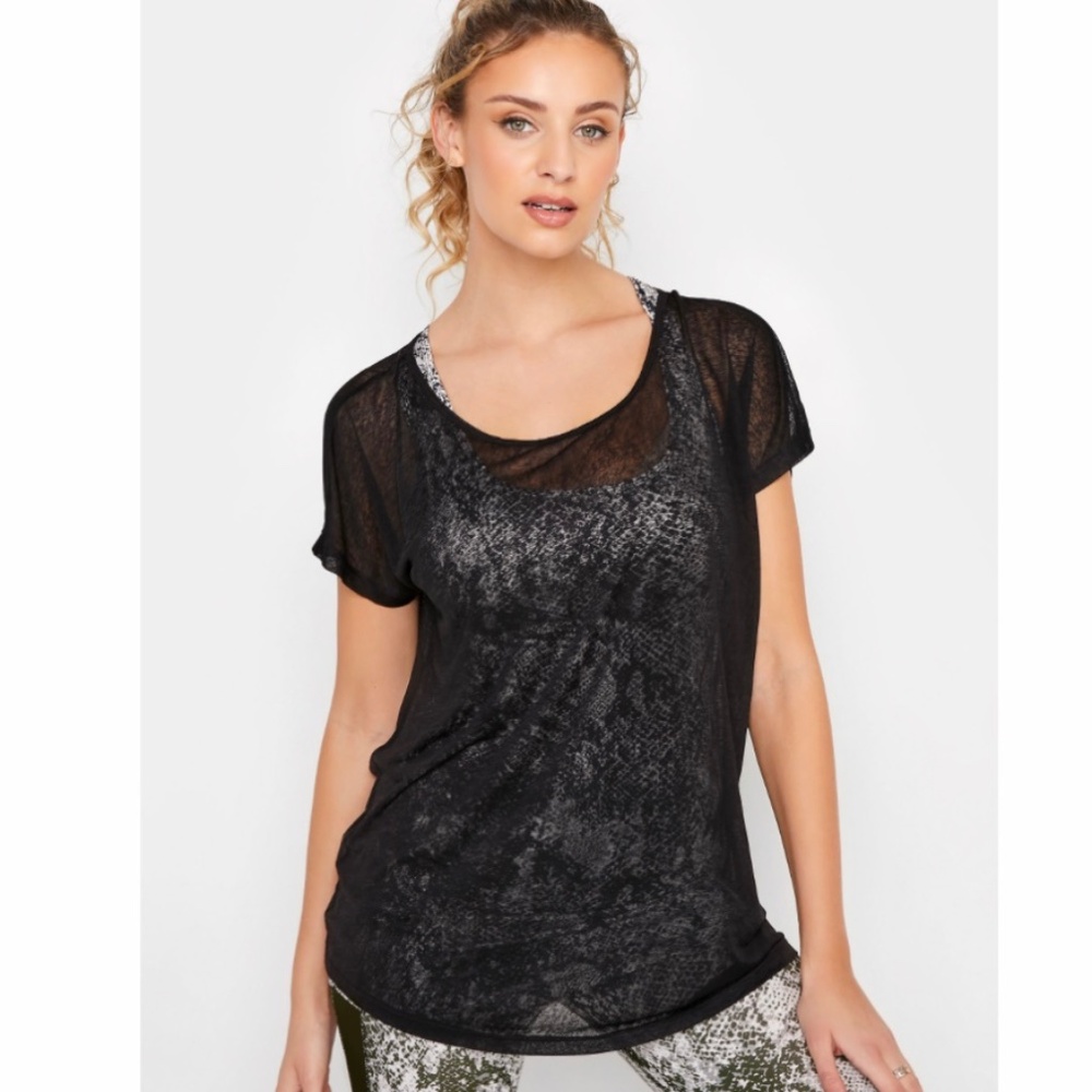 Tall! LTS Active Black/ Snake Print 2-in-1 Top
